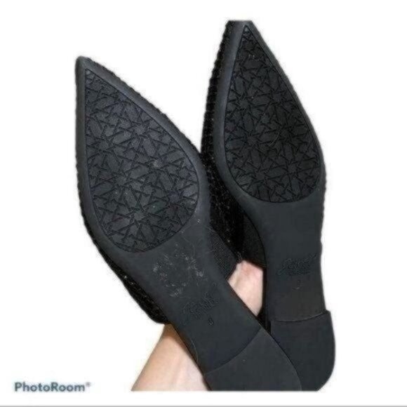 Badgley Mischka Jewel Studded Rhinestone Black Mule Flat Shoes Size 9 - Picture 3 of 8